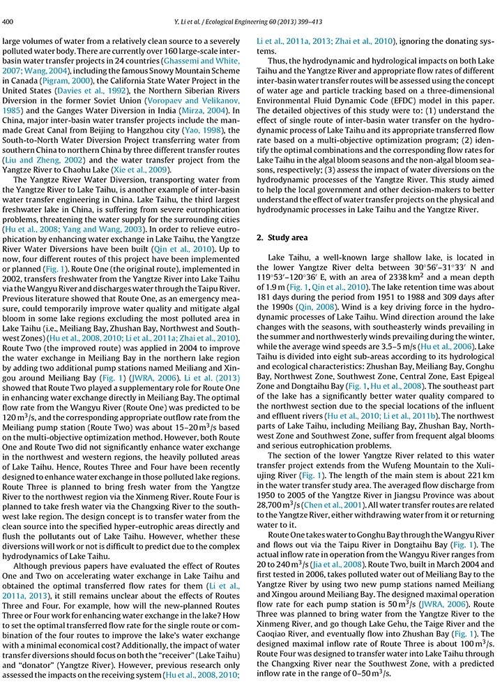 Ecological Engineering(2013)Assessing and modeling impacts of different inter-basin watertransfer routes-2.jpg