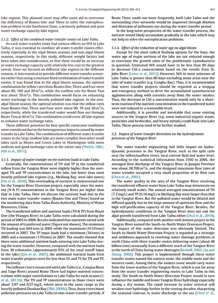 Ecological Engineering(2013)Assessing and modeling impacts of different inter-basin watertransfer routes-13.jpg